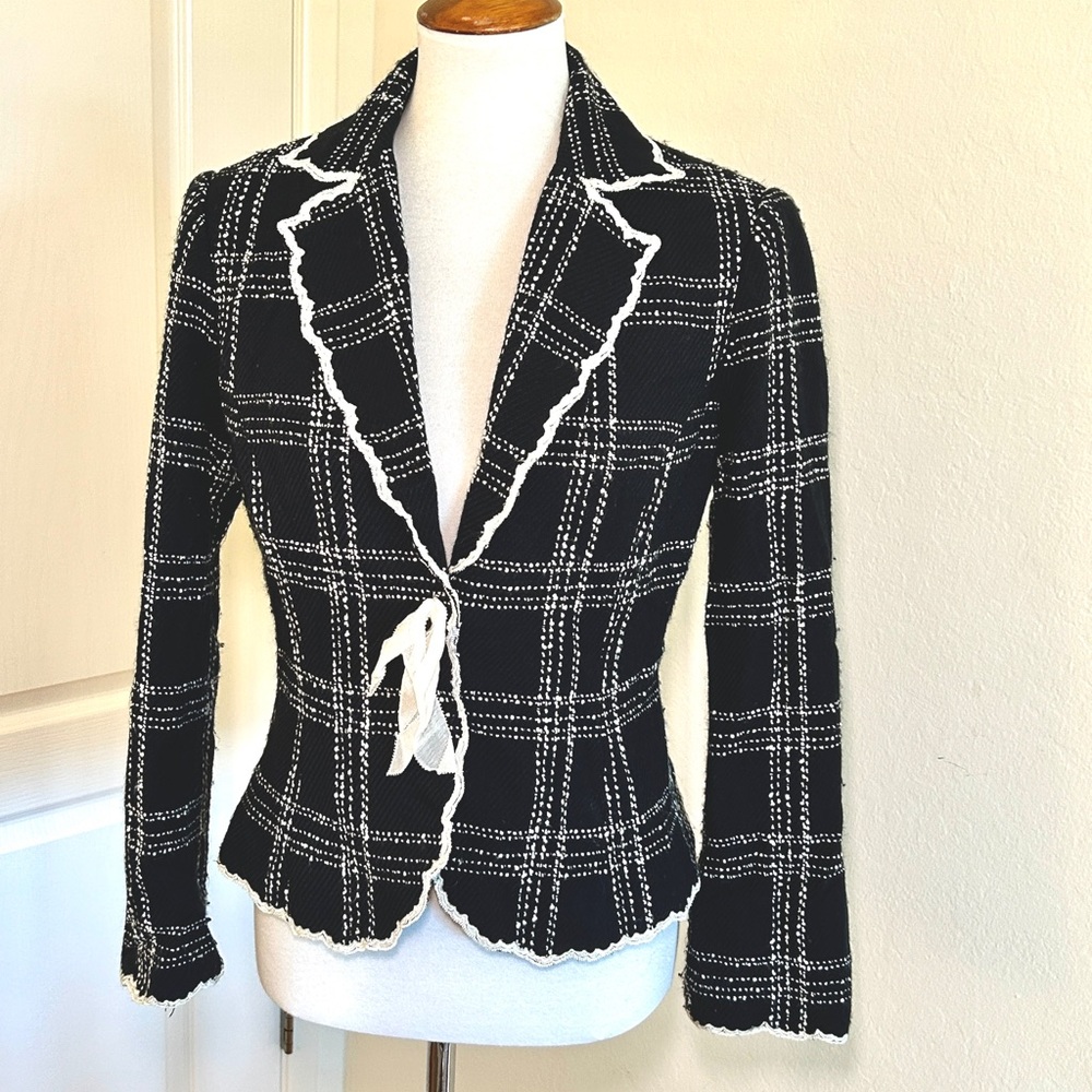 ECI Black and White Checkered Blazer